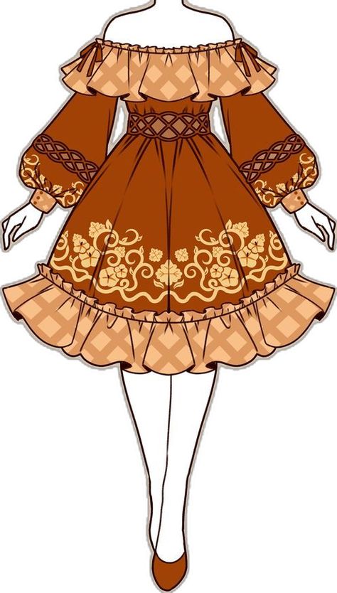 Cottagecore Dress Drawing, Drawing Anime Clothes Dresses, Spring Outfits Drawing, Animated Clothes, Vestidos Anime, Plus Size Fall Outfit, Dress Design Drawing, Fashion Illustration Sketches Dresses, Dress Sets