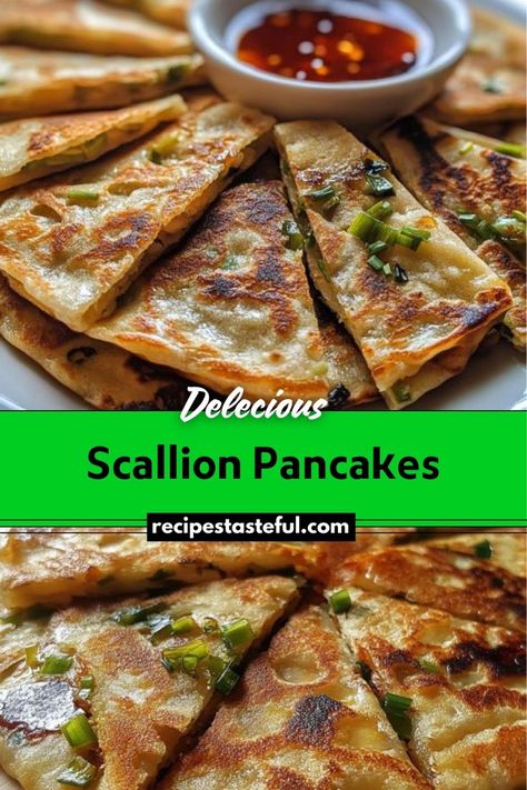 Scallion Pancakes are a crispy, savory Chinese flatbread made with simple ingredients. This dish features a flaky texture with a fragrant scallion filling, perfect as an appetizer, snack, or side dish. Scallion Pancake Recipe, Chinese Pancake, Scallions Recipes, Chinese Dinner, Festive Appetizers, Scallion Pancakes, Christmas Recipes Easy, Christmas Food Dinner, Christmas Dishes