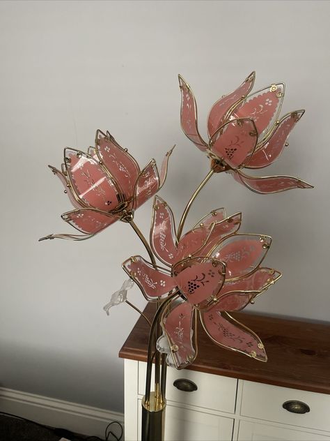 Hollywood Regency Pink Tulip Lotus Flower Mid Century Brass Standard Floor Lamp  | eBay Standing Flower Lamp, Tulip Floor Lamp, Vintage Lotus Lamp, Lotus Flower Lamp, Flower Floor Lamp, Hollywood Regency Lamp, Tulip Lamp, Lotus Lamp, Italian Farmhouse