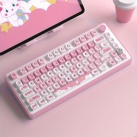 Cute Rabbit Theme PBT Keycaps Customized Mechanical Keyboard Keycaps Computer Keyboard Keycaps High-Cost Effective Keycaps Cute Pc Keyboard, Cute Custom Keyboard, Cute Keyboards, Aesthetic Mouse Computer, Pink Aesthetic Keyboard, Aesthetic Keyboards, Fancy Keyboard, Pink Keyboard, Keyboard Theme