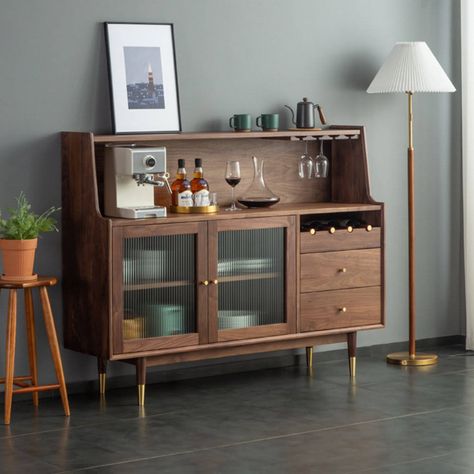 Bar Cabinet Buffet, Nordic Bar Design, Cabinet Furniture Living Room, Wood Bar Cabinet, Japanese Living, Japanese Living Room, Home Bar Cabinet, Wine Bar Cabinet, Cabinet Wood