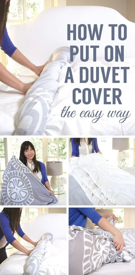 Watch and see the easiest way to put on a duvet cover!: Handy Dandy, Household Tips, Household Hacks, Luxury Bedding, Home Hacks, Good Ideas, Things To Know, Getting Organized, Helpful Tips