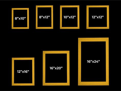 standard picture frame size chart Photo Frame Size, Photo Frame Sizes Guide, Picture Frame Sizes Guide, Memorial Picture Ideas, Picture Frames Design, Standard Picture Frame Sizes, Boy Background, Baby Boy Background, Digital Picture Frames