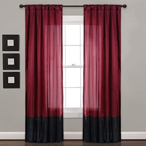 Lush Decor Milione Fiori Window Curtains Panel Set for Living, Dining Room, Bedroom (Pair), 84” x 42”, Red/Black Lush Decor, Curtain Panels, Merlot, Window Curtain, Rod Pocket, Lush, Color Block, Curtains, Bedroom