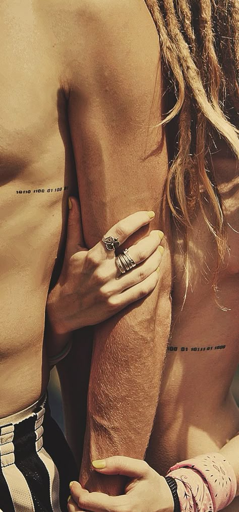 I'm not sure if I like the location of these binary tattoos but they are the size I'm thinking for mine.. Diy Tattoos, Becoming Vegetarian, Partner Tattoos, Couple Tattoos Love, Meals Vegetarian, Coordinates Tattoo, Light Tattoo, Vegetarian Lifestyle, Tattoo Photography