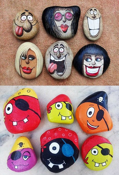 Rocks with painted faces ~.~ Faces On Rocks, Awesome Pumpkin Carvings, Monster Faces, Rock Faces, Christmas Face Painting, Painting Faces, Pink Marker, Stone Pictures Pebble Art, Garden Rock Art