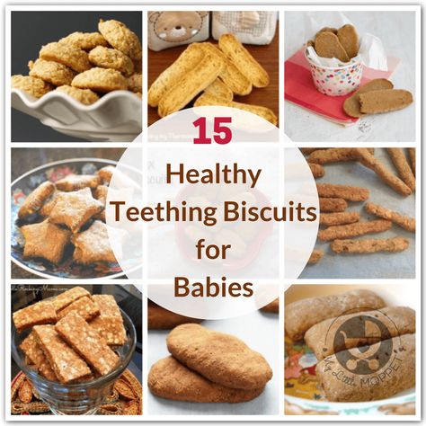 Teething biscuits are a great way to soothe your little one's sore gums! Here are 15 whole grain, healthy Teething Biscuit Recipes for Babies under one. Biscuit For One, Teething Snacks For Babies, Diy Teething Biscuits, Teething Cookies For Babies, Teething Biscuits For 6 Month Old, Baby Biscuits Recipe, Teething Snacks, Cookies For Babies, Baby Teething Biscuits