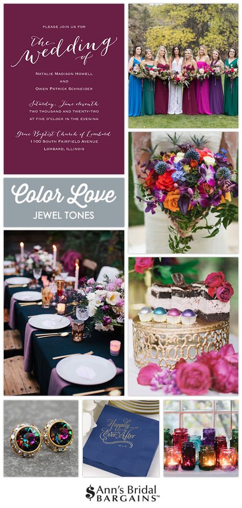 Jewel Wedding Colors, Jewel Tone Wedding Theme, Jewel Tone Wedding Colors, Jewel Tone Bridesmaid, Bold Wedding Colors, Jewel Tone Color Palette, Gem Tones, Jewel Tone Wedding, Jewel Tone Colors