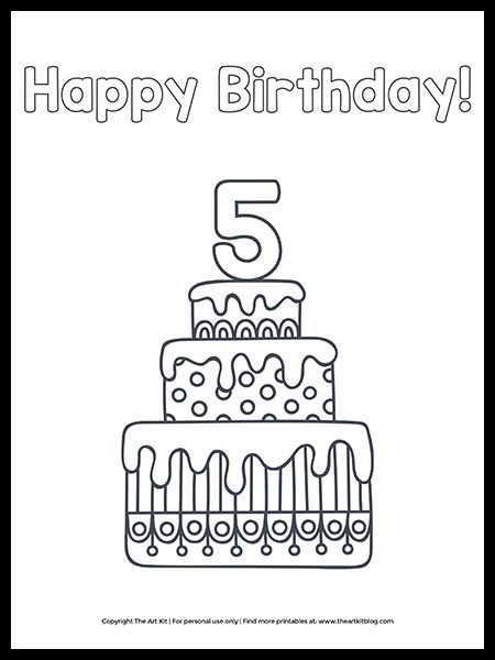 Cute Happy 5th Birthday Cake Coloring Page Birthday Cake Coloring Page, Cake Coloring, 7th Birthday Cakes, Cupcake Coloring Pages, 8th Birthday Cake, Happy Birthday Coloring Pages, Happy 12th Birthday, 6th Birthday Cakes, 5th Birthday Cake