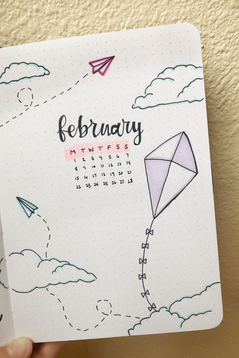 February Bujo Cover, Pink Bujo, Bujo Theme Ideas, February Bullet Journal Cover, February Bujo, Bujo Cover, February Bullet Journal, Bullet Journal Month, Bullet Journal Monthly Spread