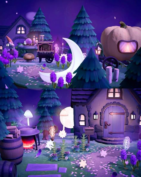 The Witch's house on my island 😊🧙💖: ac_newhorizons Animal Crossing Witchy Island, Witchy House Decor, Acnh Witchy, Fairycore Acnh, Dark Fairy Core, Fairy Island, Witchy House, Animal Crossing Island Inspo, Witch's House