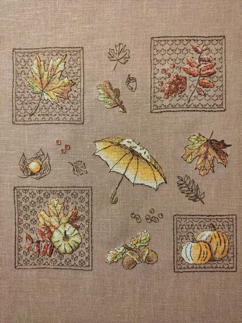 Autumn Sampler Cross Stitch Pattern Pdf Maple Leaf Embroidery | Etsy Maple Leaf Embroidery, Leaf Embroidery Design, New Year Card Design, Yellow Pumpkin, Autumn Embroidery, Autumn Cross Stitch Patterns, Fall Cross Stitch, Sampler Cross Stitch, Cross Stitch House