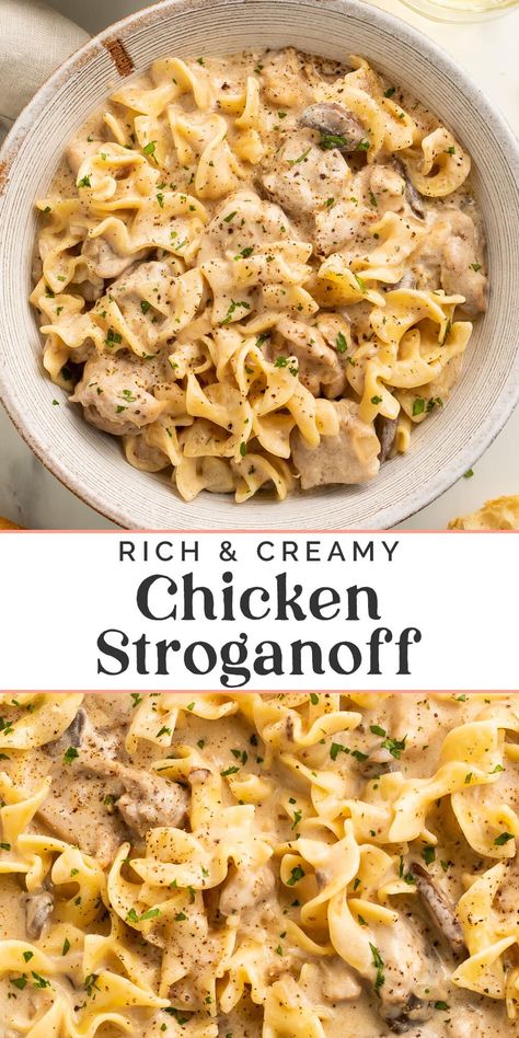 Creamy Chicken Dishes For Dinner, Light Stroganoff Recipe, Stroganoff Chicken Recipe, Best Chicken Stroganoff Recipe, Chicken Mushroom Stroganoff Recipe, Chicken Stroganoff Recipe Instant Pot, Stroganoff Seasoning Recipe, Chicken Stroganoff Recipe Slow Cooker, Ground Chicken Stroganoff Recipe