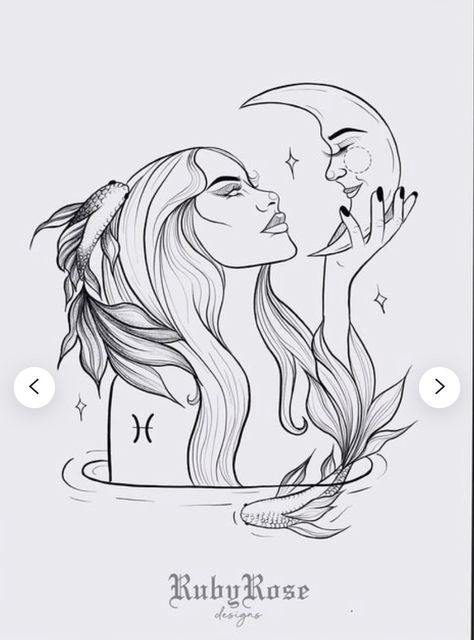 Pisces Tattoo Designs, Zodiac Sign Pisces, Pisces Tattoos, Tattoo Outline Drawing, Goddess Tattoo, Sketch Tattoo Design, Wrist Tattoo, Girly Tattoos, Time Tattoos