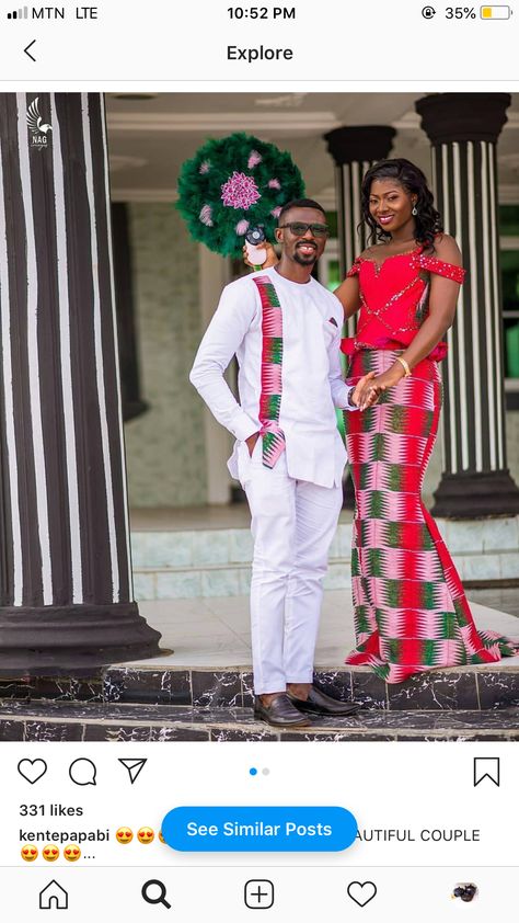 Ghana Men Engagement Outfit, Engagement Outfit For Man, Lobola Outfits, African Print Wedding Dress, Couples African Outfits, African Traditional Wedding Dress, African Wedding Attire, Traditional African Clothing, African Dresses Men