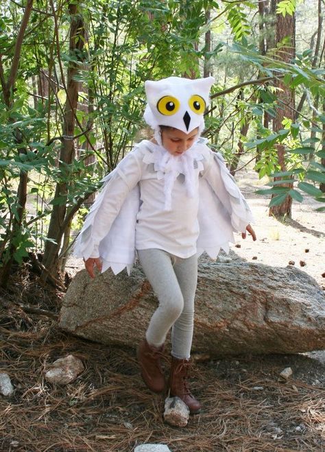 Owl Costume Sizes 2T - Size 8 in White & Grey Snowy Owl • Imagination Play • Dress Up • Hedwig • Harry Potter • Halloween Snow Owl Costume, Owl Costume Kids, Owl Costume Diy, Hedwig Costume, Owl Halloween Costumes, Harry Potter Owl, Owl Costume, World Book Day Costumes, Harry Potter Hedwig