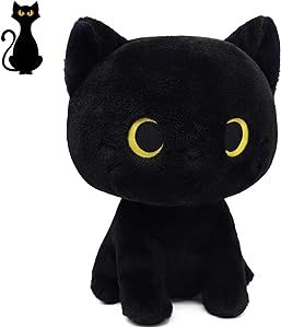 LSYDCARM Black Cat Plush Toy, Cute Black Cat Stuffed Animals Kawaii Black Cat Plushie Doll, Creative Soft Stuffed Cat Plush Toys for Kids Boys Girls Birthday Black Cat Plushie, Stuffed Animals Kawaii, Black Cat Stuffed Animal, Kawaii Black Cat, Black Cat Pillow, Black Cat Plush, Cat Plushie, Stuffed Cat, Animal Throw Pillows