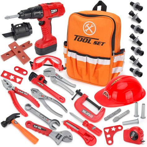 LIDI RC 41 PCS Kids Tool Set –Pretend Play Construction Toy with Backpack Kids Tool Belt Electronic Toy Drill Construction Accessories Gift for Toddlers Boys Girls Ages 3 4 5 6 7 Years Old, Construction Tools - Amazon Canada Kids Tool Belt, Power Tool Set, Doctor For Kids, Toddler Boy Gifts, Construction Toy, Tool Belt, Electronic Toys, Kids Backpacks, Toddler Gifts