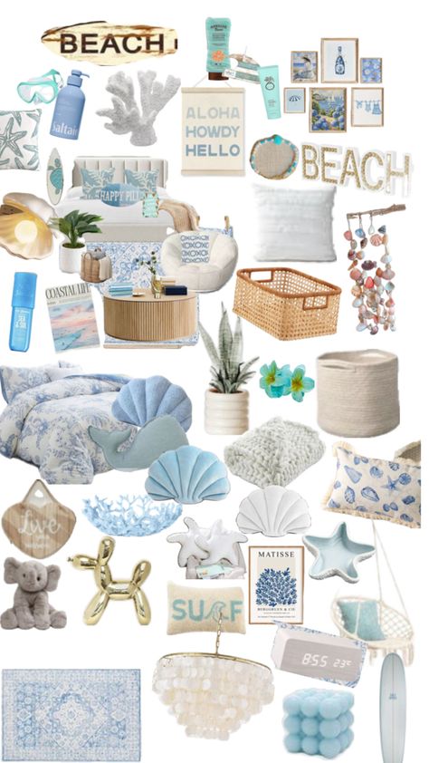 Bedroom Inspo Beach Theme, Summer Themed Bedroom Ideas, Pink And Blue Beach Bedroom, Aesthetic Beachy Bedroom, Blue Beachy Room Aesthetic, Bedroom Inspirations Beach Theme, Room Ideas Beachy Aesthetic, Coastal Shabby Chic Bedroom, Summer Vibes Room Decor