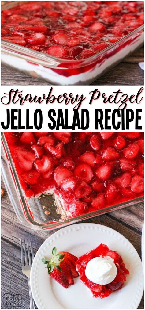 Strawberry Pretzel Jello Salad Recipe, Pretzel Jello Salad, Strawberry Pretzel Jello, Strawberry Pretzel Jello Salad, Strawberry Jello Salad, Pretzel Jello, Jello Pretzel Salad, Salad Strawberry, Strawberry Pretzel Salad Recipe