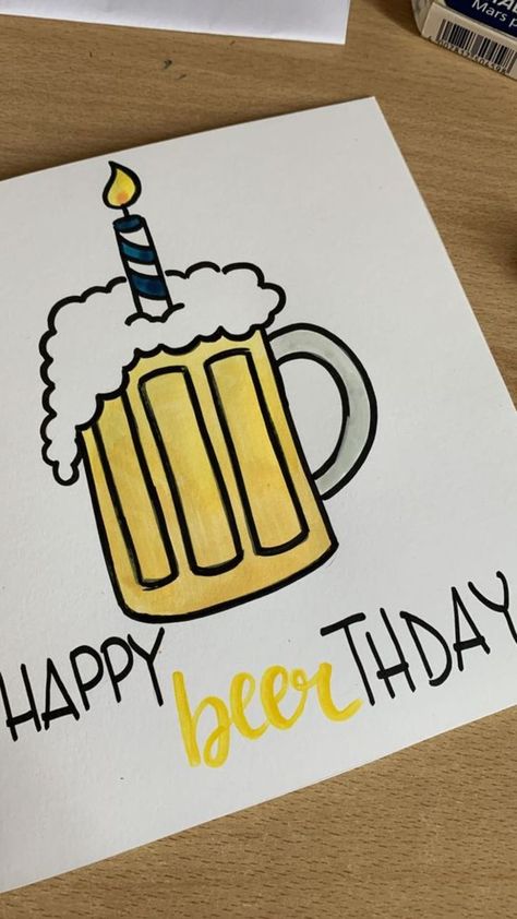 Dads Birthday Ideas Cards, Dads Birthday Present Ideas, Happy Birthday Card Ideas For Friends, Funny Birthday Ideas For Friends, Birthday Card Papa, Things To Draw For Your Dads Birthday, Drawing Ideas For Birthday Cards, Happy Birthday Card Ideas For Dads, Card For Dads Birthday