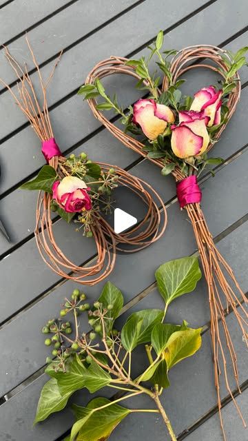 Floral Crafts To Sell, Valentine’s Day Flowers And Gifts, Valentine Floral Ideas, Heart Bouquet Craft, Valentines Arrangements Floral Design, Valentine Flowers Ideas, Heart Wreath Ideas, Valentines Floral Arrangements, Valentine Floral Arrangements