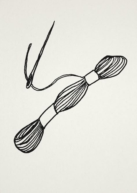 Embroidered Line Art, Needle And Thread Drawing, Embroidery Illustration, Embroidery Drawing, Embroidery Tattoo, Ink Doodles, Simple Hand Embroidery Patterns, Boho Crafts Diy, Art Journal Therapy