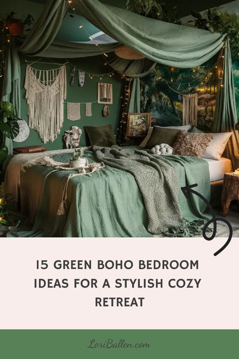 Jade Bedroom Ideas, Boho Bedroom Colors, Green Boho Bedroom Ideas, Green Boho Bedroom, Boho Master, Bedroom Ideas Pinterest, Boho Style Living, Bohemian Bedroom Design, Light Colored Furniture