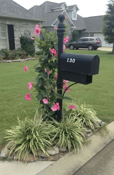 Mailbox Ideas: How To Elevate your Curb Appeal (22 Ways) - The Chic Quota Mailbox Flowers, Mailbox Garden, Front Porch Flowers, Mailbox Landscaping, Porch Landscaping, Porch Flowers, Mailbox Decor, Small Front Yard Landscaping, Flower Bed Ideas