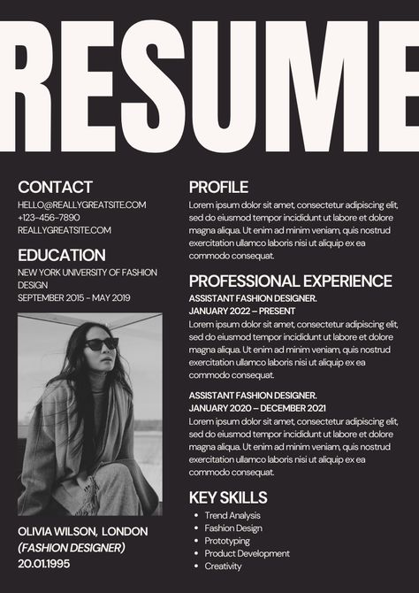 Designer Cv Ideas, Resume Layout Design, Resume 2024, Cv Original Design, Website Grid, Graphic Designer Cv, Fashion Designer Resume, Hierarchy Design, Fashion Cv