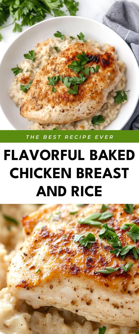 Image for Flavorful Baked Chicken Breast and Rice Baked Chicken Breast And Rice, Recipes With Yum Yum Sauce, Chicken Breast And Rice Recipes, Cooked Chicken Breast Recipes, Chicken Breast And Rice, Juicy Baked Chicken Breast, Flavorful Baked Chicken, Easy Baked Chicken Breast Recipes, Chicken Breast Oven Recipes