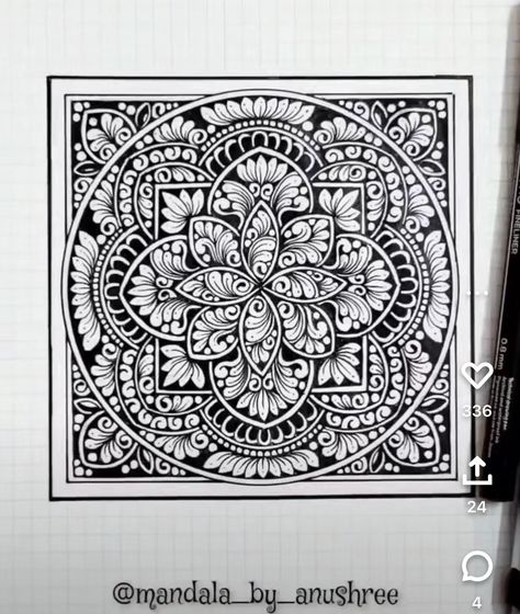 Rectangle Mandala, Square Rangoli, Rangoli Drawing, Zen Mandala, Square Mandala, Mandala Sketch, Mini Mandala, Abstract Pencil Drawings, Ancient Drawings