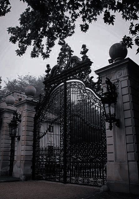 Gate Aesthetic, Gated Mansion, Mansion Gate, Mansion Aesthetic, Old Money House, Marble House, Front Gates, Gate House, Mansion Interior