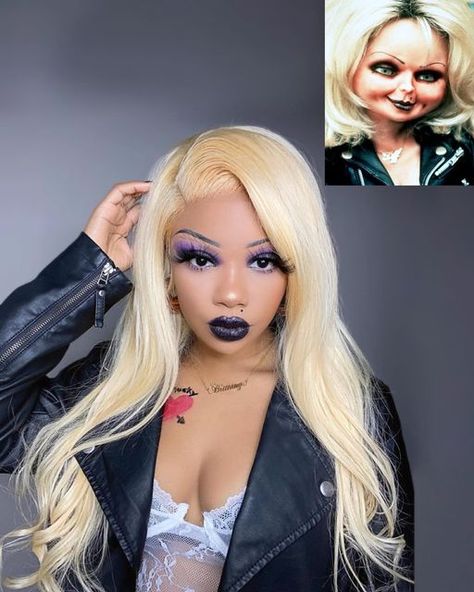 Jazmin on Instagram: "Chucky and Tiffany 🖤🔪 #blackwomenincostume 1. @thebrittanyshanice 2. @hausofjazzy 3. @miamilancosplay 4. @shardidthat 5. @jayviill 6. @wheelmypain 7. @damn.gena 8. @mayataughtyou 9. @tenpiecelemonpepper 10. @therealshyk #happyhalloween #halloween #blackcosplay #cosplayingwhileblack #spookyseason #spookyszn #costumeparty #halloween2022 #halloweek #chuckycosplay #chuckycostume #chuckymakeup #chuckyandtiffany #scarycostume #scarymovies #horrormovie #horrormovies #childsplay Bride Of Chucky Makeup Black Women, Bride Of Chucky Costume Black Woman, Chucky Wife Costume, Tiffany Costume Chucky, Chucky Wife, Tiffany Chucky Costume, Costumes For Black Women, Chucky And Tiffany Costume, Bride Of Chucky Makeup