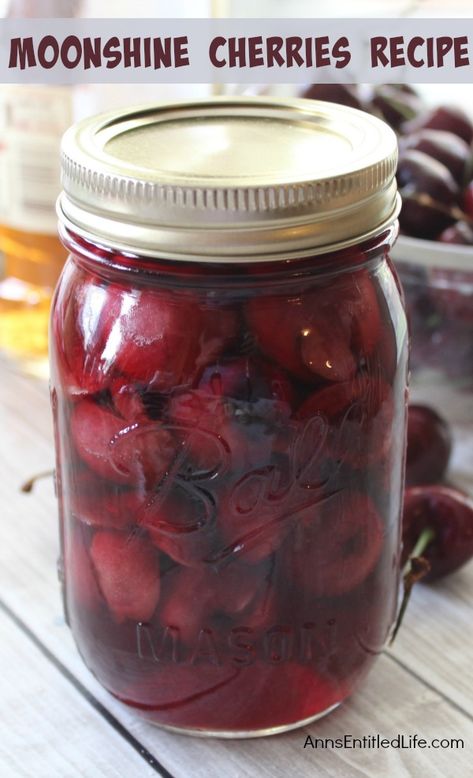 Moonshine Cherries Recipe Spiked Cherries, Moonshine Cherries, Cherry Moonshine, Home Distilling, Adult Snacks, Moonshine Recipes, Chocolate Covered Cherries, Cherry Recipes, Black Cherry