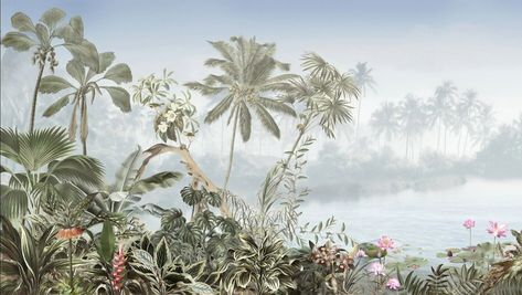 GK Wall Design Lake Landscape Wall Mural | Wayfair Contemporary Mood Board, Tulum Decor, Mural Jungle, Ideas For Wall Decor, Landscape Wall Mural, Ocean Mural, Wallpaper For Wall, Beach House Interior Design, Forest Mural