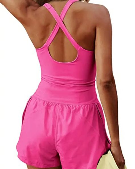 Workout in style with our new athletic romper!!💗 Tank Top Jumpsuit, Backless Romper, Legging Sport, Jumpsuit Summer, Fitness Wear, Type S, Self Design, Sleeveless Rompers, Design Fabric