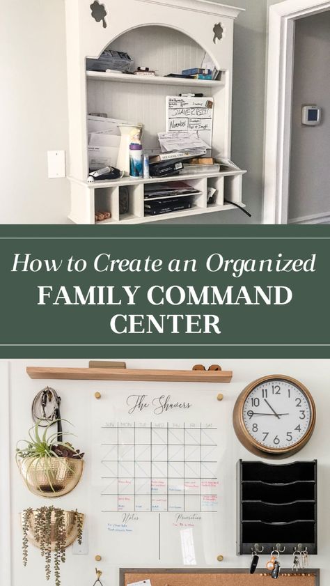 An organized family command center wall is an amazing home organization hack and easy way to help keep your whole family organized and on track. I’m sharing all the details on our own DIY family command center in our kitchen, as well as 7 easy steps to create your own family command center. For small or large spaces, this family command center makeover is the perfect easy DIY home décor project for storage and organization. Command Center Drop Zone, Refrigerator Command Center, Diy Family Command Center, Command Center Wall, Family Command Center Wall, Family Organization Wall, Family Command Centers, Easy Diy Home Improvement, Easy Home Organization