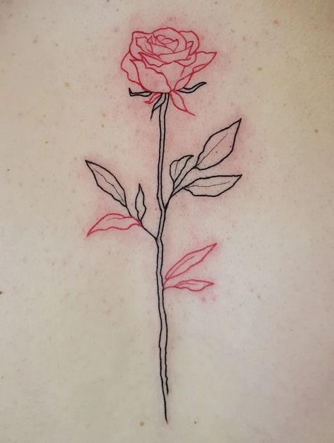 Linework Rose Tattoo, Rose Stem Tattoo, Black Red Tattoo, Square Tattoo, Red Tattoo Ideas, White Rose Tattoos, Around Arm Tattoo, Rose Flower Tattoos, Mama Tried