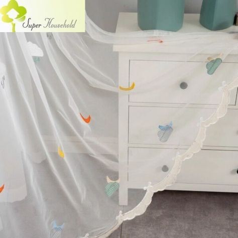 US $4.63 37％ Off | Cute Cartoon Moon Cloud Curtains Tulle for Children's Bedroom White Sheer Embroidery Drape in Living Room Window Treatments Cloud Curtains, Living Room Window Treatments, Curtains Childrens Room, Sheer Embroidery, Cartoon Moon, Living Room Window, Window Treatments Living Room, Cheap Curtains, Moon Clouds