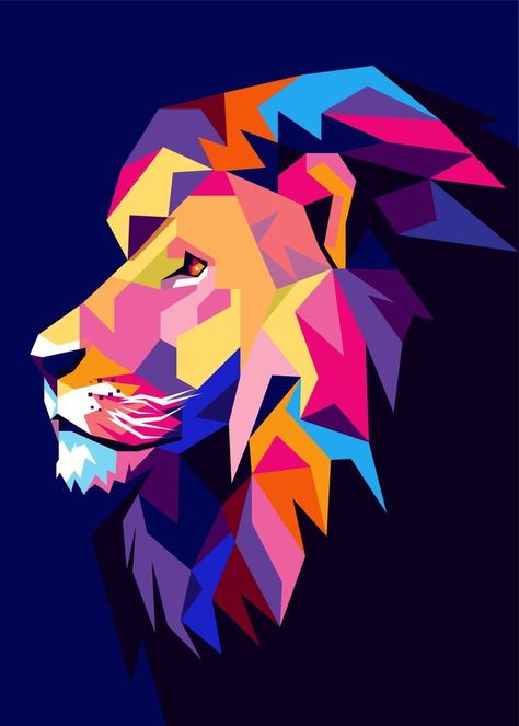 'Colorful Lion Head Pop Art' Poster by Cholik Hamka | Displate | Pop art posters, Pop art painting, Pop art animals Lion Pop Art, Colorful Lion Painting, Wpap Art, Lion Poster, Pop Art Animals, Polygon Art, Lion Painting, Modern Pop Art, Pop Art Posters