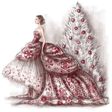 Shamekh Bluwi - "It's the most wonderful time of the year." Fashion Designer Sketch, Fashion Design Sketch, Christmas Illustrations, Fashion Drawing Dresses, Fashion Illustration Dresses, Fashion Illustration Sketches, Dress Sketches, Dress Drawing, Fashion Figures