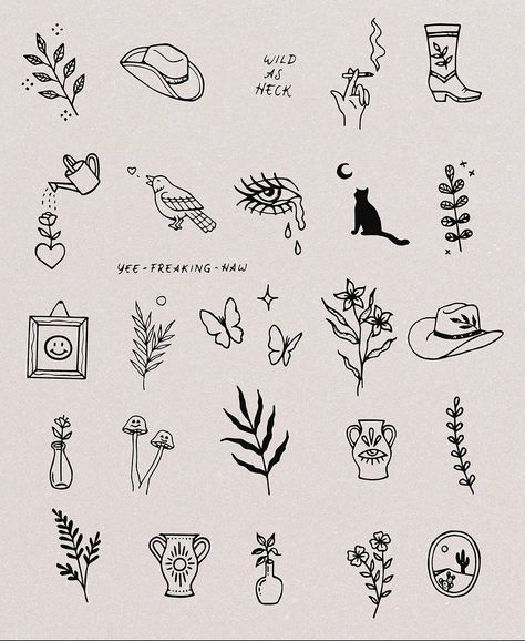 Leg Drawings, Simple Line Tattoo, Sharpie Tattoos, Handpoke Tattoo, Petite Tattoos, Tattoo Flash Sheet, Hand Poked Tattoo, Doodle Tattoo, Cute Tiny Tattoos