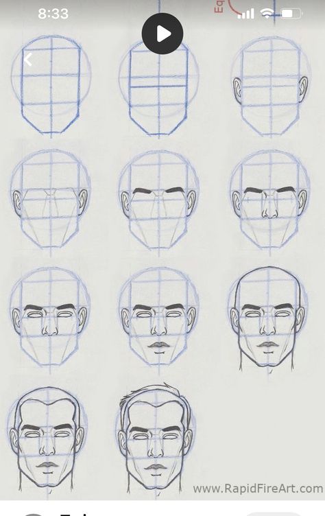 Draw Male Face, Men Face Drawing Tutorial, Drawing Guys Face, Drawing A Man Face, Male Portrait Sketch, Step By Step Face Drawing, Drawing Male Faces Sketches, Man Sketch Face, Man Face Drawing Sketches