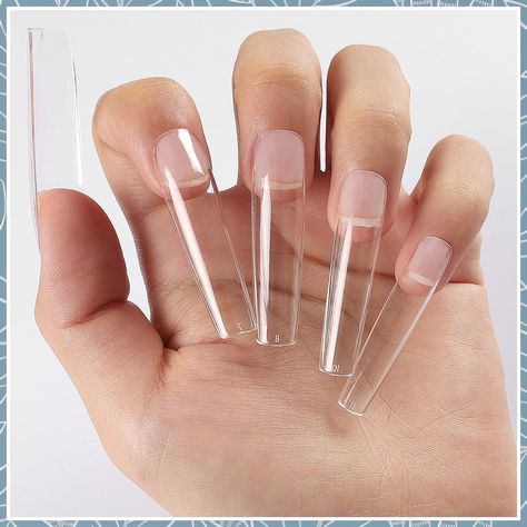 Wellquinn XXL Square Nail Tips 360PCS Full Cover No C Curve Press on Squoval Nails Clear Extra Long Fake Straight Tapered Squ Flat Nail Beds, Curve Nails, Square Nail Tips, Clear Gel Nails, Square Gel Nails, Remove Acrylic Nails, Clear Acrylic Nails, Long Square Nails, Tapered Square Nails