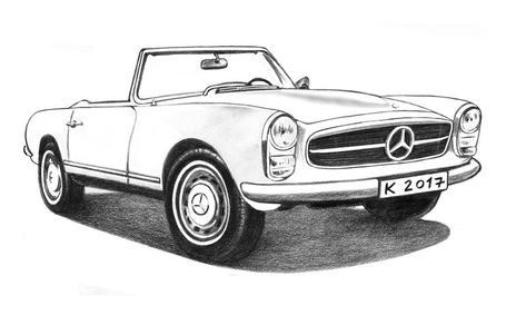 Mercedes Drawing, Mercedes Convertible, Vintage Mercedes, Car Mercedes, Car Sketch, Teenage Dream, Vintage Car, Supercars, Art Vintage