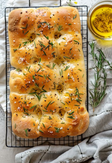 Learn How to Cook Homemade Focaccia Recipe For Free | Recipes You'll Love, Made Easy! Home Made Focaccia Bread, Homemade Foccacia, Rosemary Focaccia Bread, Trendy Recipes, Homemade Focaccia, Olive Oil Dip, Rosemary Focaccia, Focaccia Bread Recipe, Bread At Home