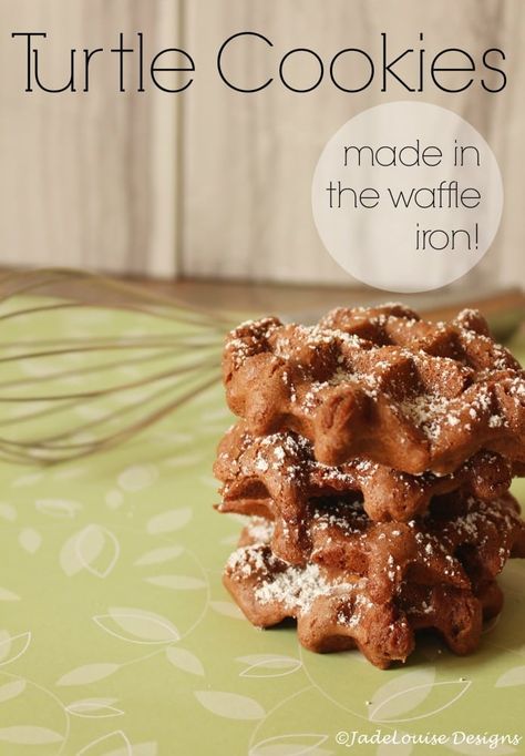 Waffle Iron Cookies, Cow Cookies, Waffle Iron Recipes, Waffle Maker Recipes, Turtle Cookies, Yummy Deserts, Decadent Chocolate Desserts, Iron Recipes, Chocolate Waffles