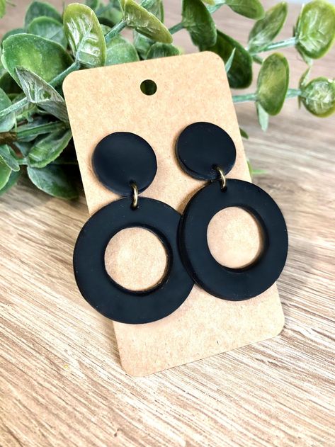 Clay Earrings Black, Polymer Clay Flower Jewelry, Polymer Clay Ornaments, Polymer Clay Jewelry Tutorials, Drop Hoop Earrings, Handmade Clay Jewelry, Polymer Earrings, Polymer Clay Canes, Polymer Clay Diy