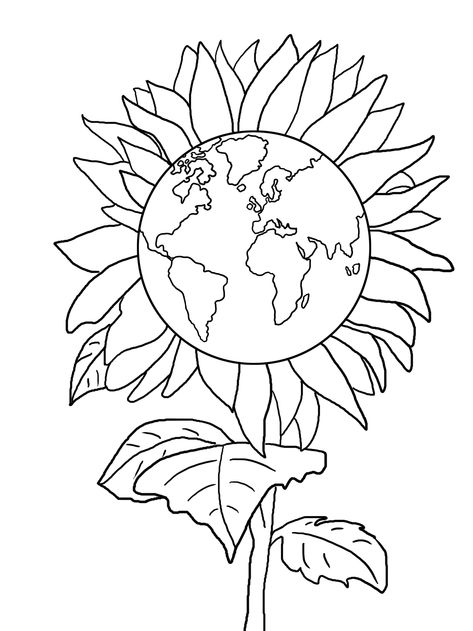 Sun flower Eart Day for coloring Environment Day Activities, Earth Coloring Pages, Earth Day Drawing, Earth Day Coloring Pages, Dinosaur Clip Art, Koi Fish Drawing, Earth Drawings, Coloring Pages For Grown Ups, Earth Day Crafts